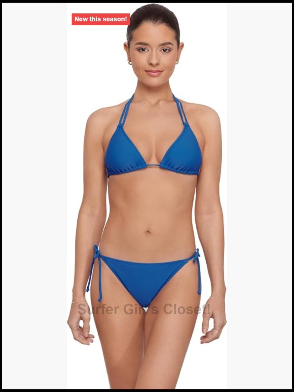 Nylon Spandex String Triangle Bikini Set Tie Side Bottoms Removable Cups UPF 50